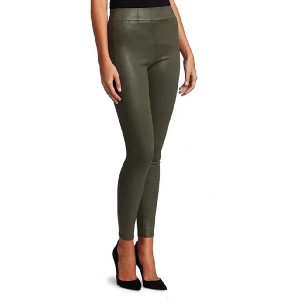 L’AGENCE Rochelle Army Green Coated High Rise Pull On Jean